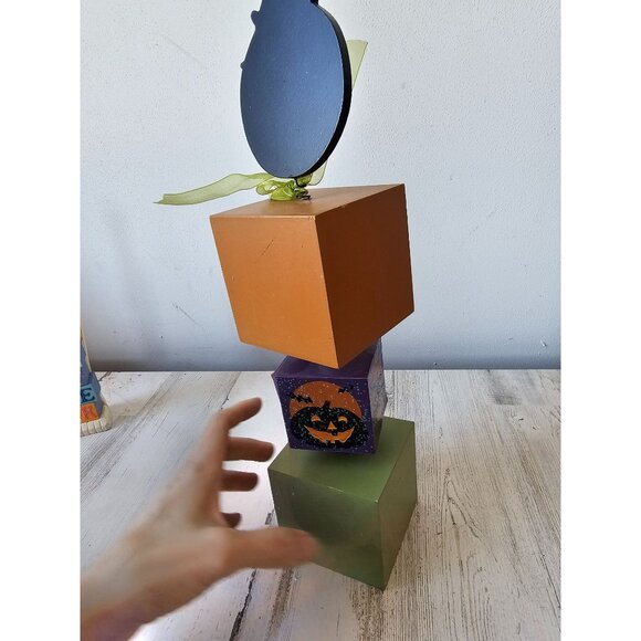 Jo-ann pumpkin block owl Halloween decor large unique shabby chic‎ - Picture 3 of 7